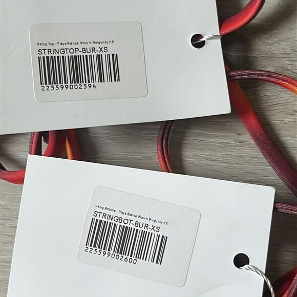 Amelie Teje String Tops & Bottoms Playa Blanca Glow in‎ Burgundy XS NWT in pkg - Picture 6 of 7